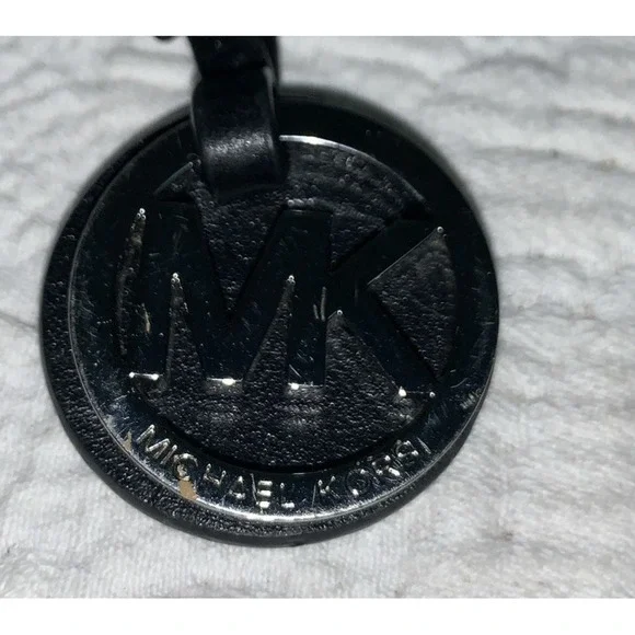 Michael Kors Silver And Black Leather Bag Charm, Preowned Clip - Picture 3 of 5